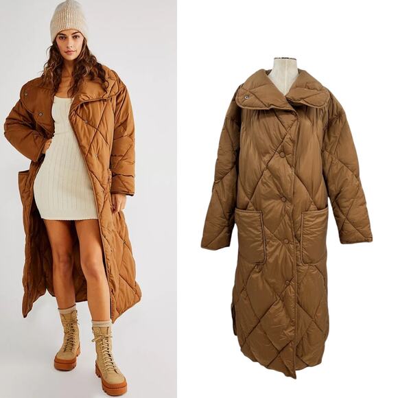 Free People Jackets & Blazers - Free People We The Free Joanna Maxi Puffer Jacket Brown Tan Size XL